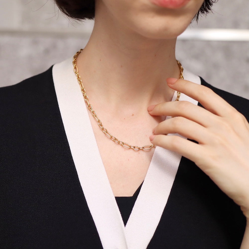 N039 stainless cut cross chain necklace
