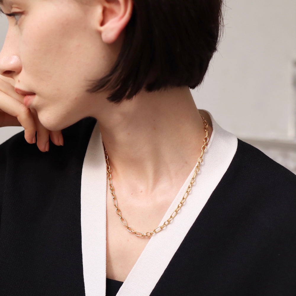 N039 stainless cut cross chain necklace