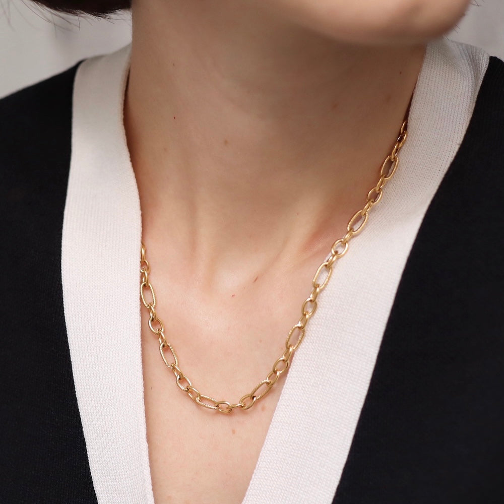 N039 stainless cut cross chain necklace