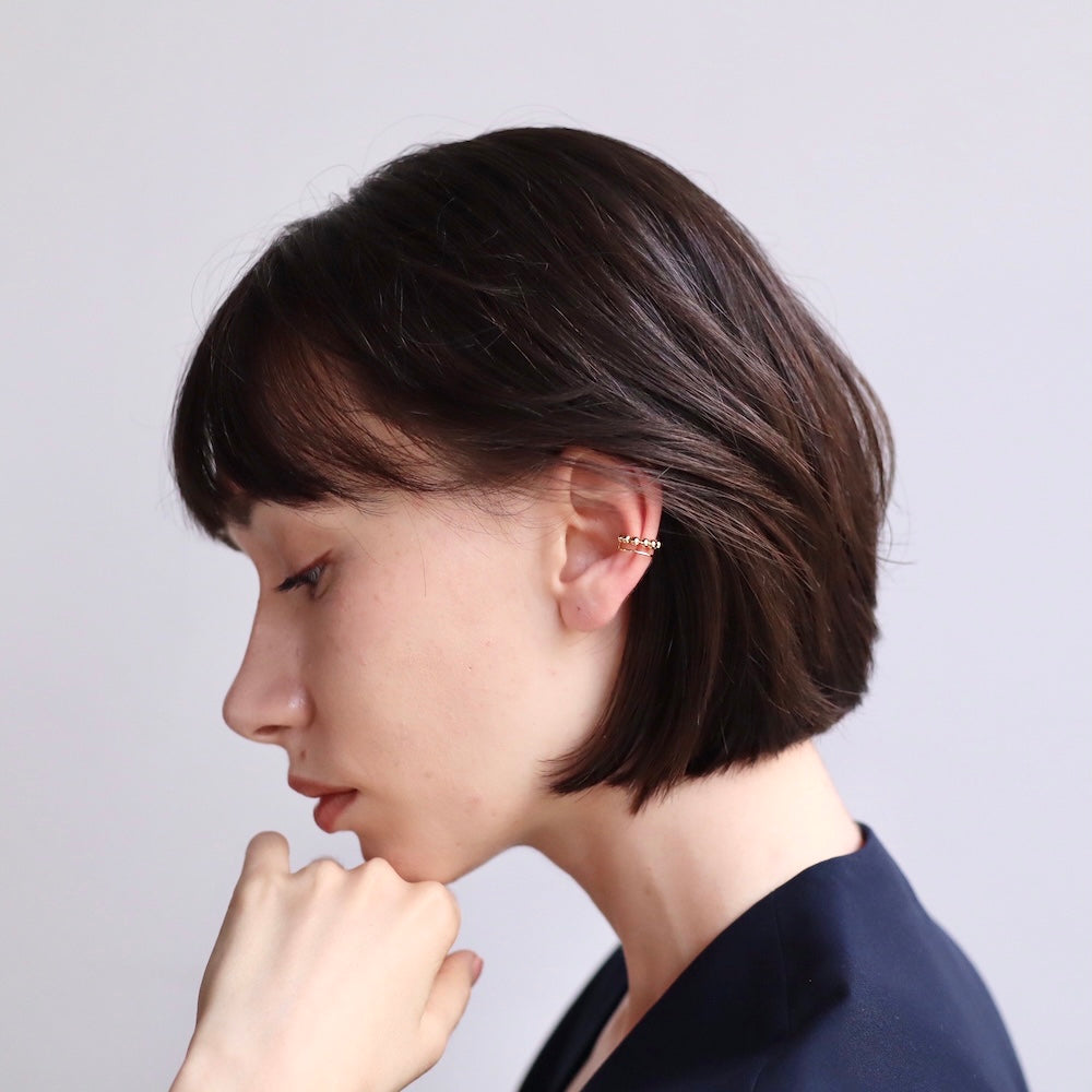 C057 silver925 connected ball earcuff