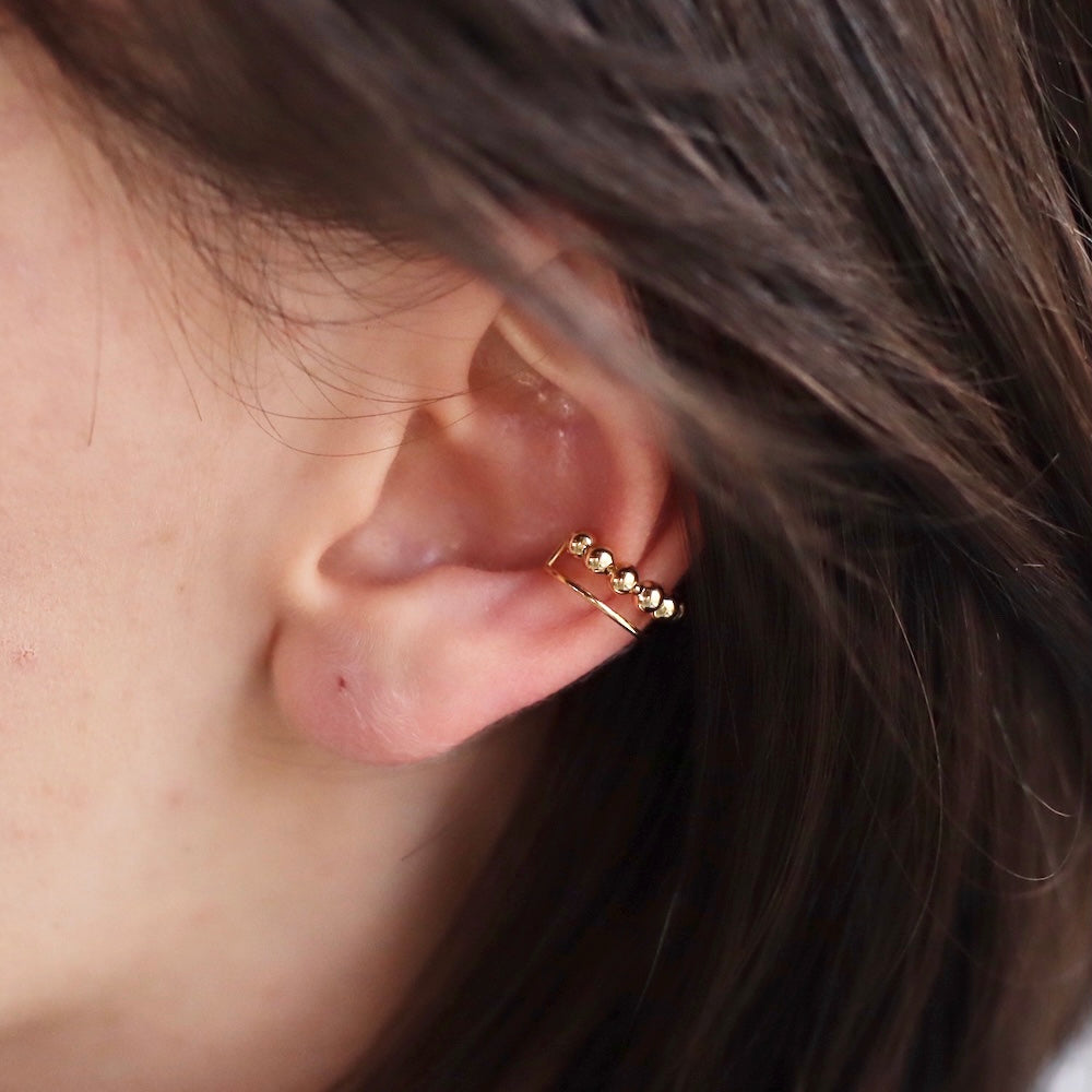 C057 silver925 connected ball earcuff