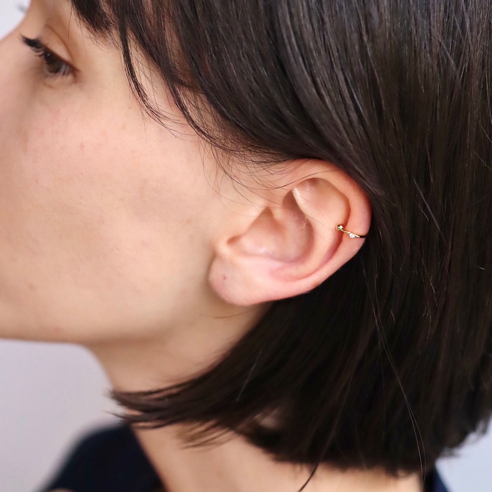 C024 silver925 tow-side pearl earcuff