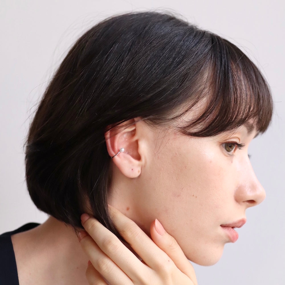 C024 silver925 tow-side pearl earcuff