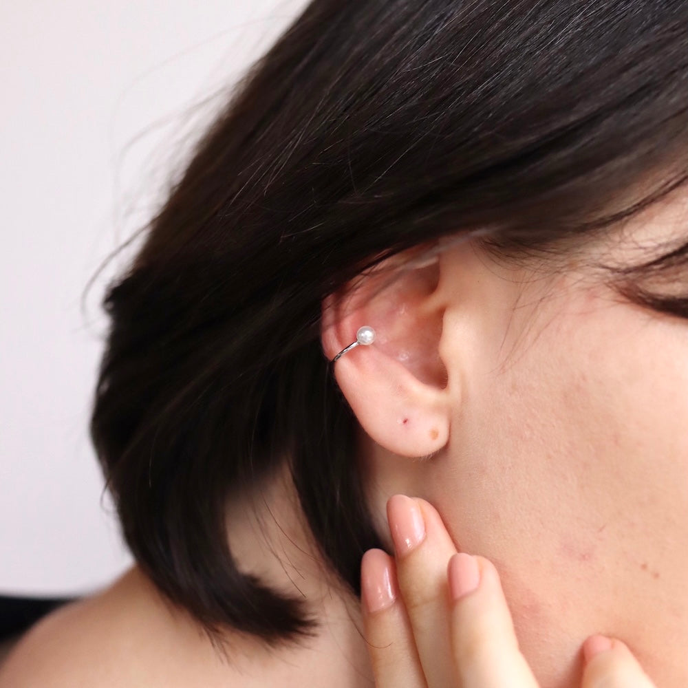 C024 silver925 tow-side pearl earcuff