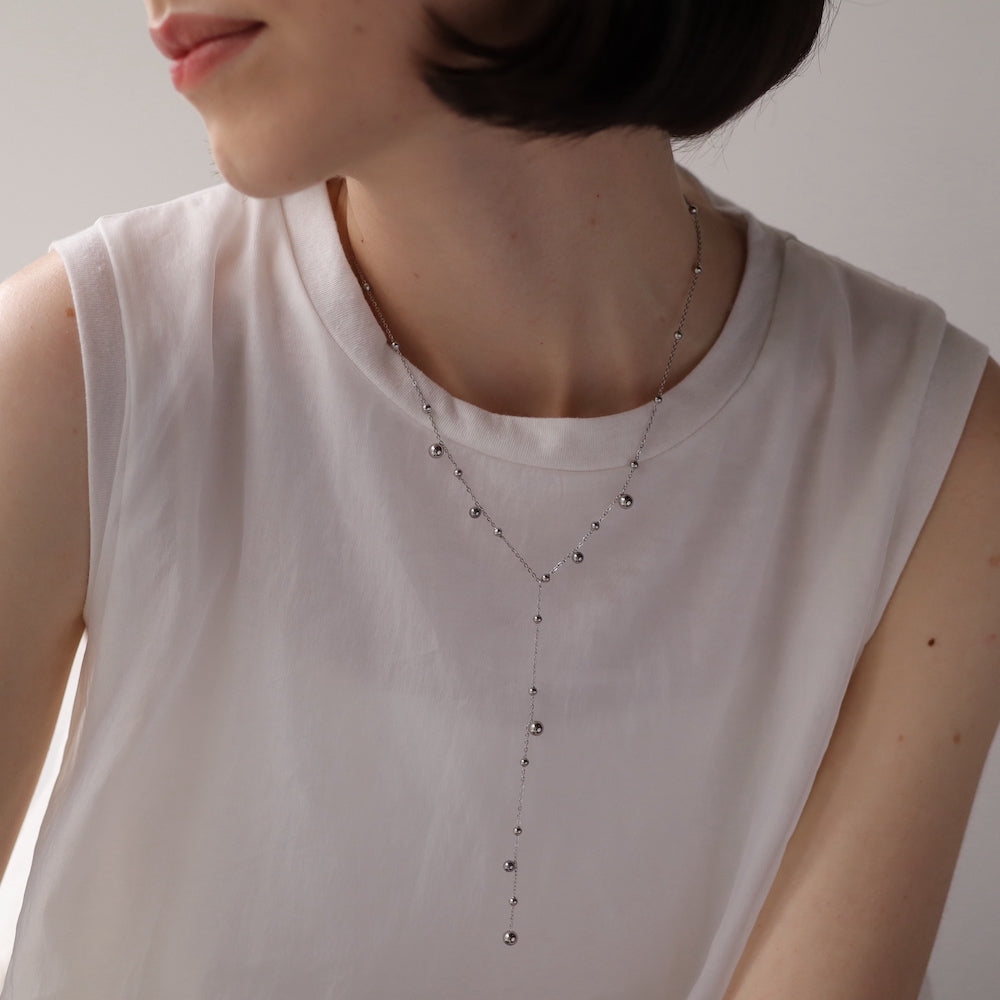 N077 stainless random ball necklace