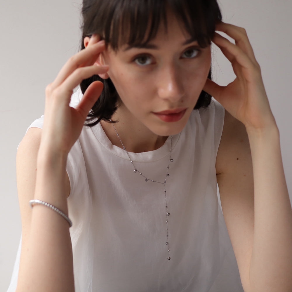 N077 stainless random ball necklace