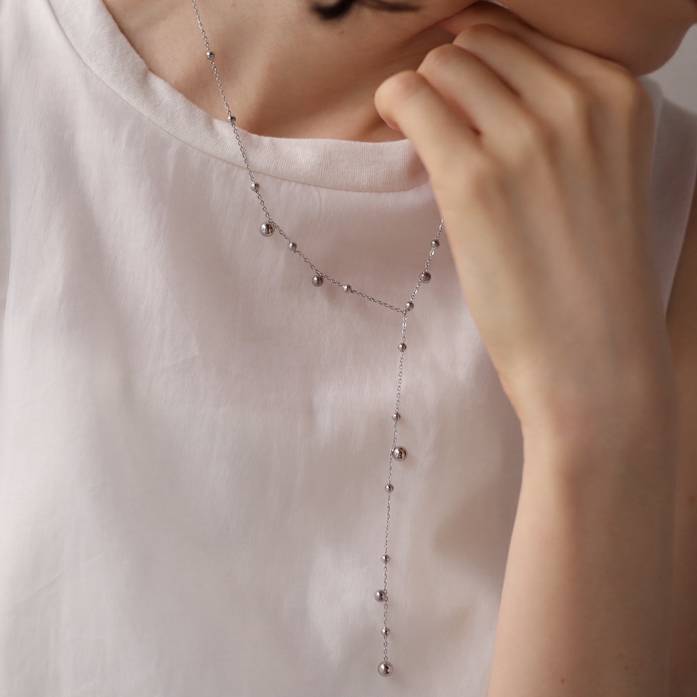 N077 stainless random ball necklace