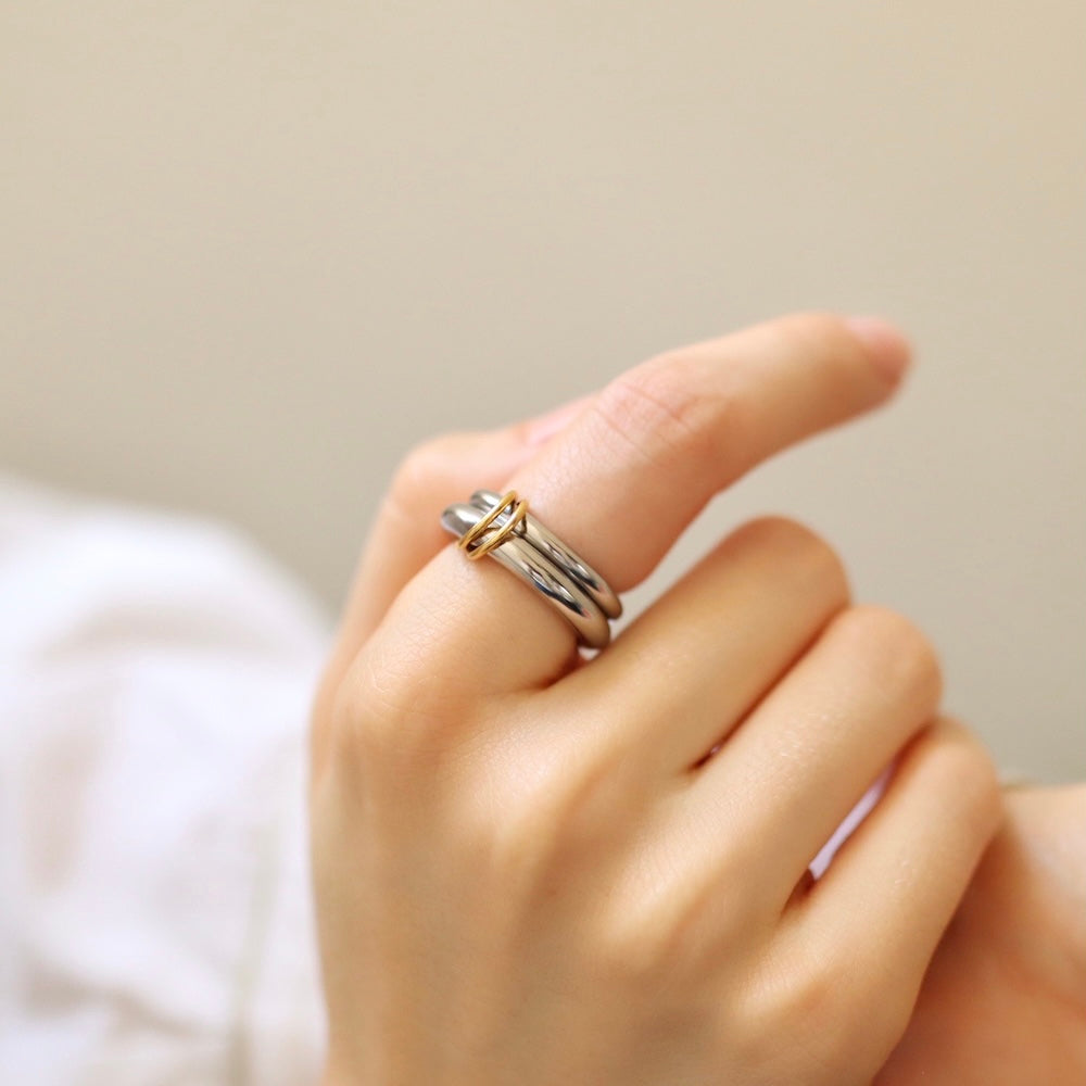 R037 stainless bi-color double ring