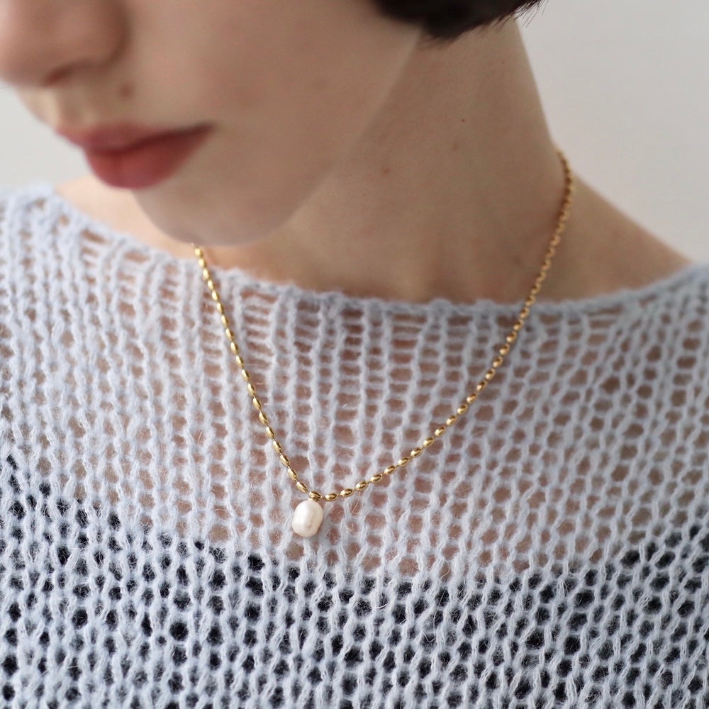 N183 stainless freshwater pearl necklace