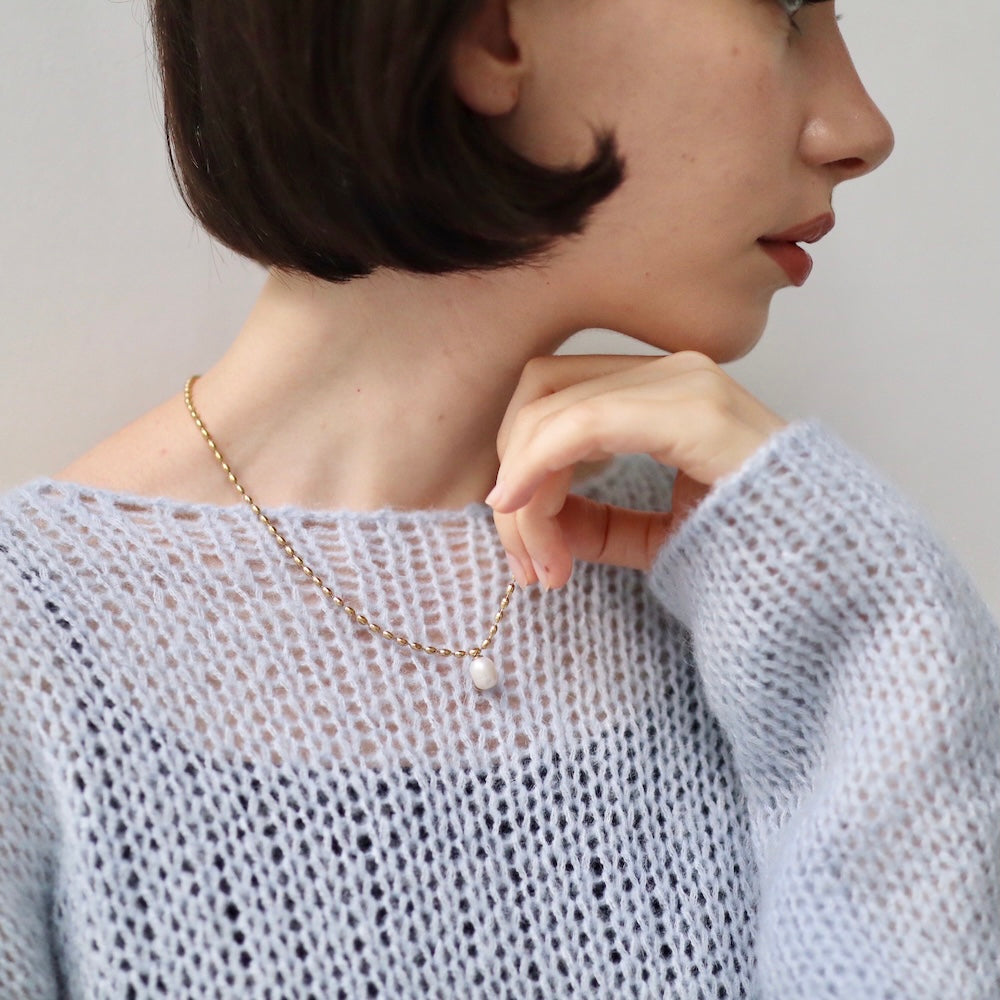 N183 stainless freshwater pearl necklace