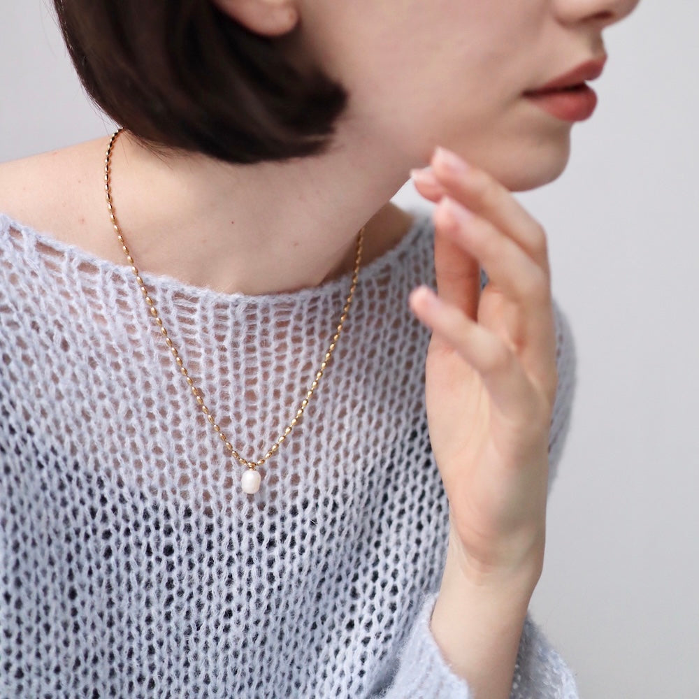 N183 stainless freshwater pearl necklace