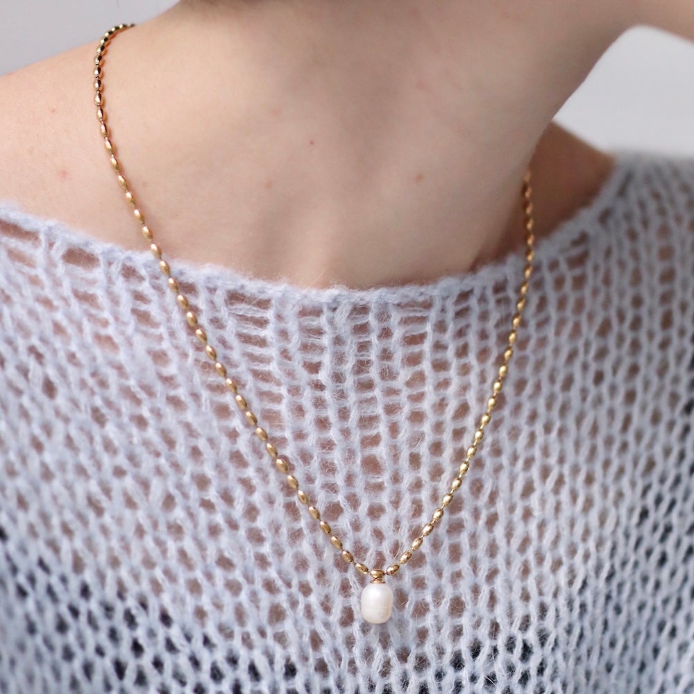 N183 stainless freshwater pearl necklace