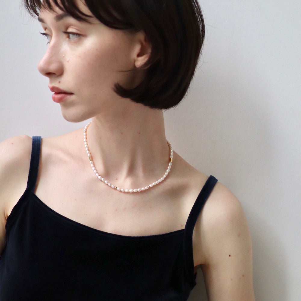 N137 stainless pearl necklace