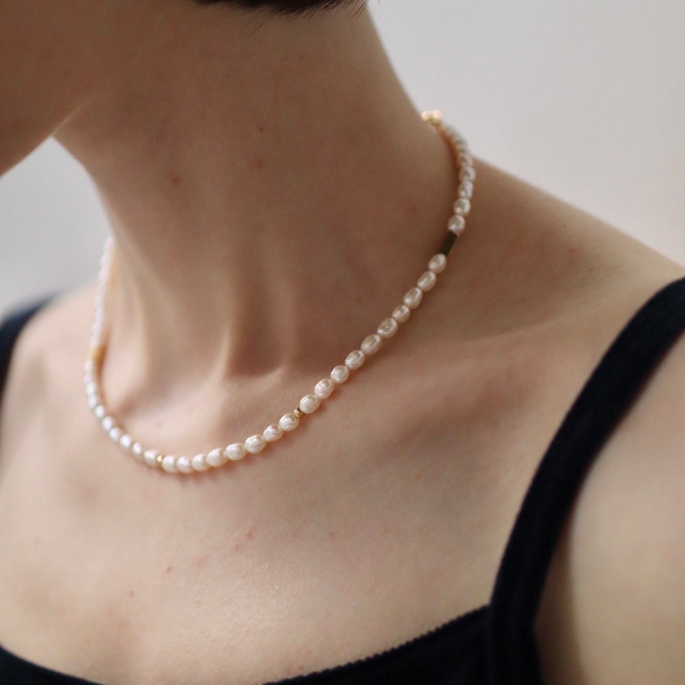 N137 stainless pearl necklace