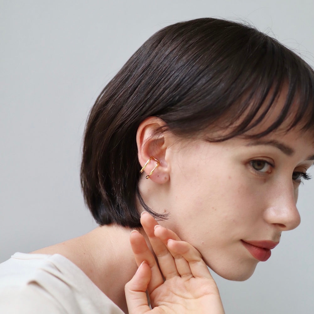 C077 silver925 parallel earcuff ring