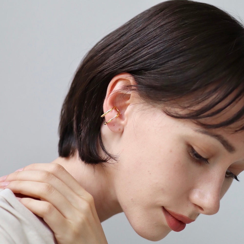 C077 silver925 parallel earcuff ring