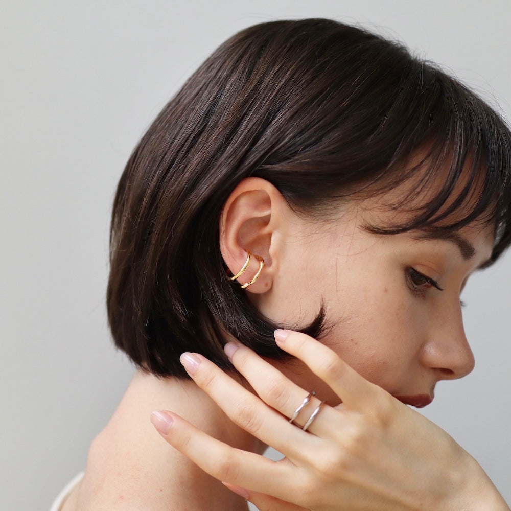 C077 silver925 parallel earcuff ring