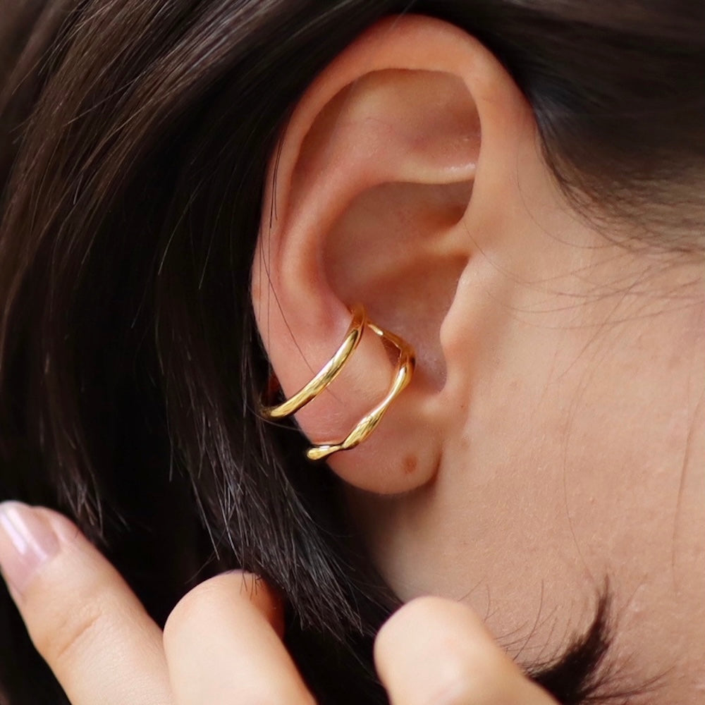 C077 silver925 parallel earcuff ring