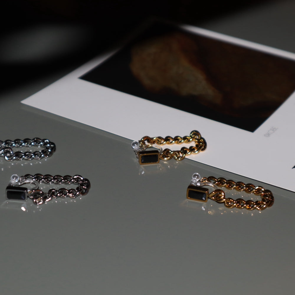 P159 stainless black zircon chain pierce