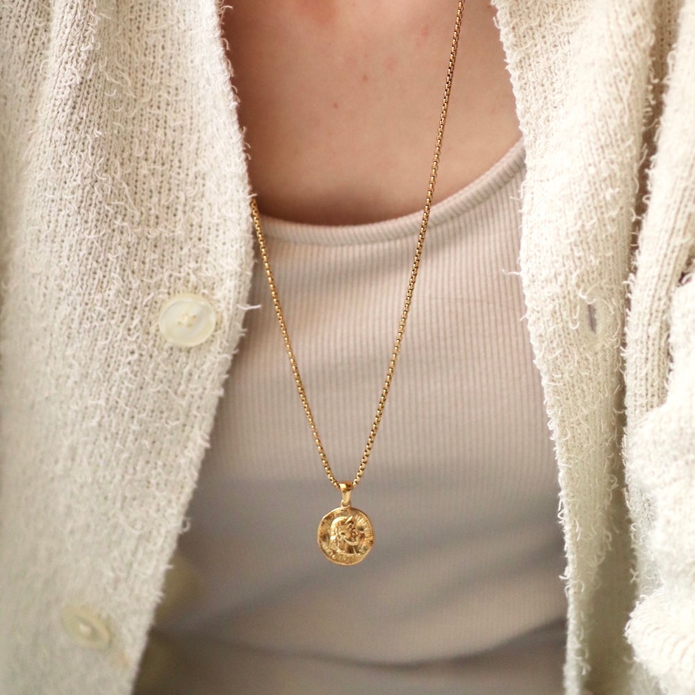 N136 stainless coin pendant