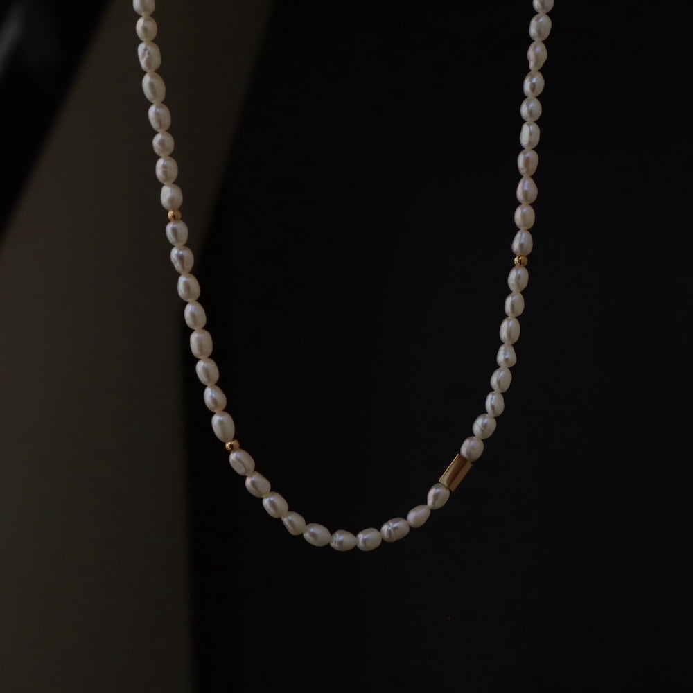 N137 stainless pearl necklace