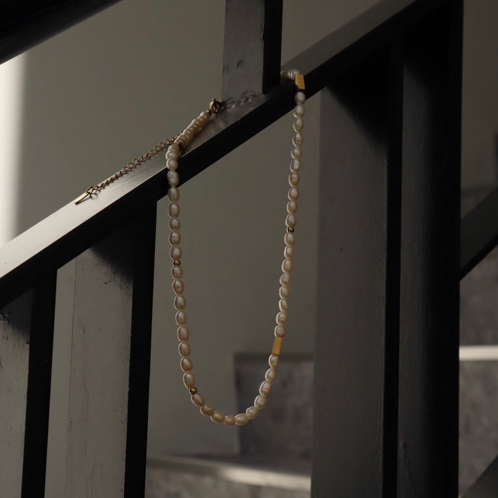 N137 stainless pearl necklace