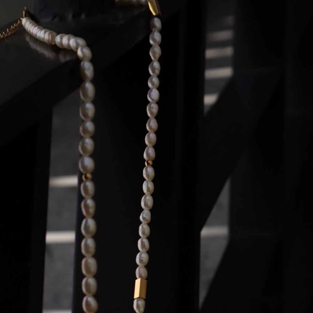 N137 stainless pearl necklace