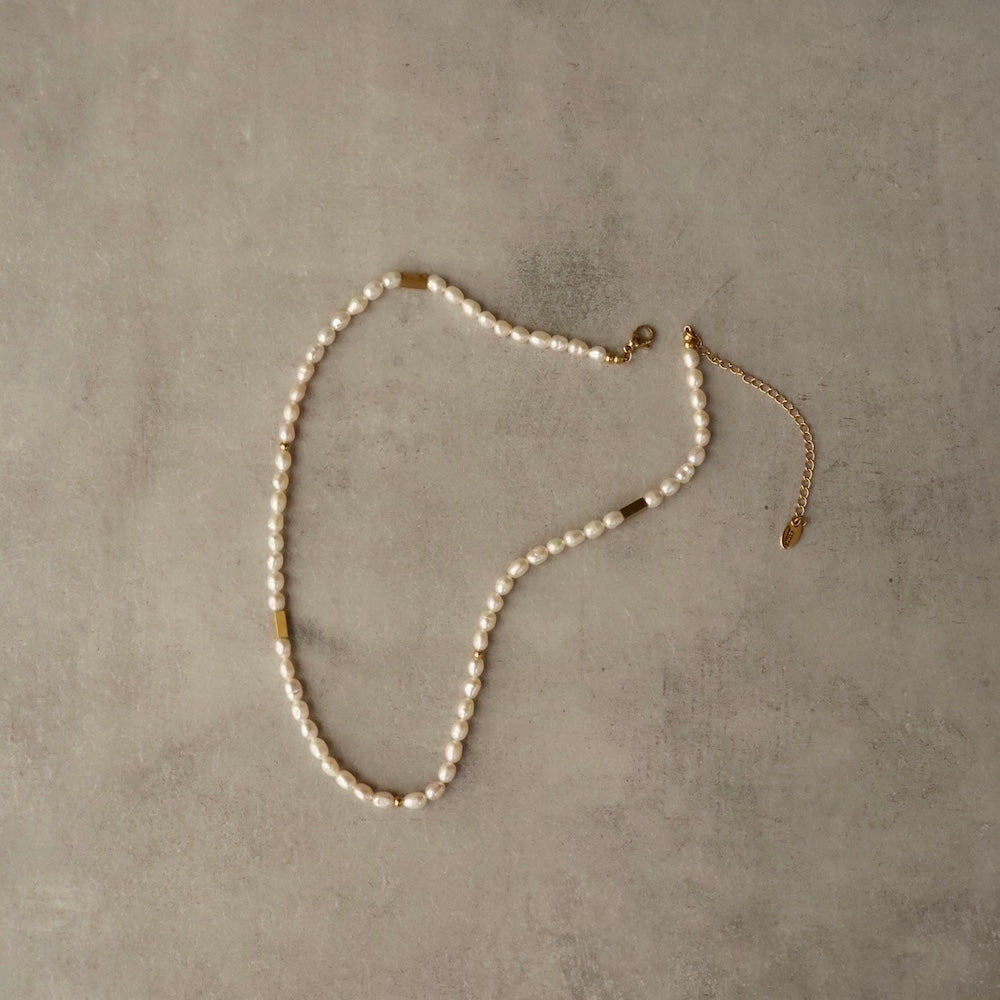 N137 stainless pearl necklace