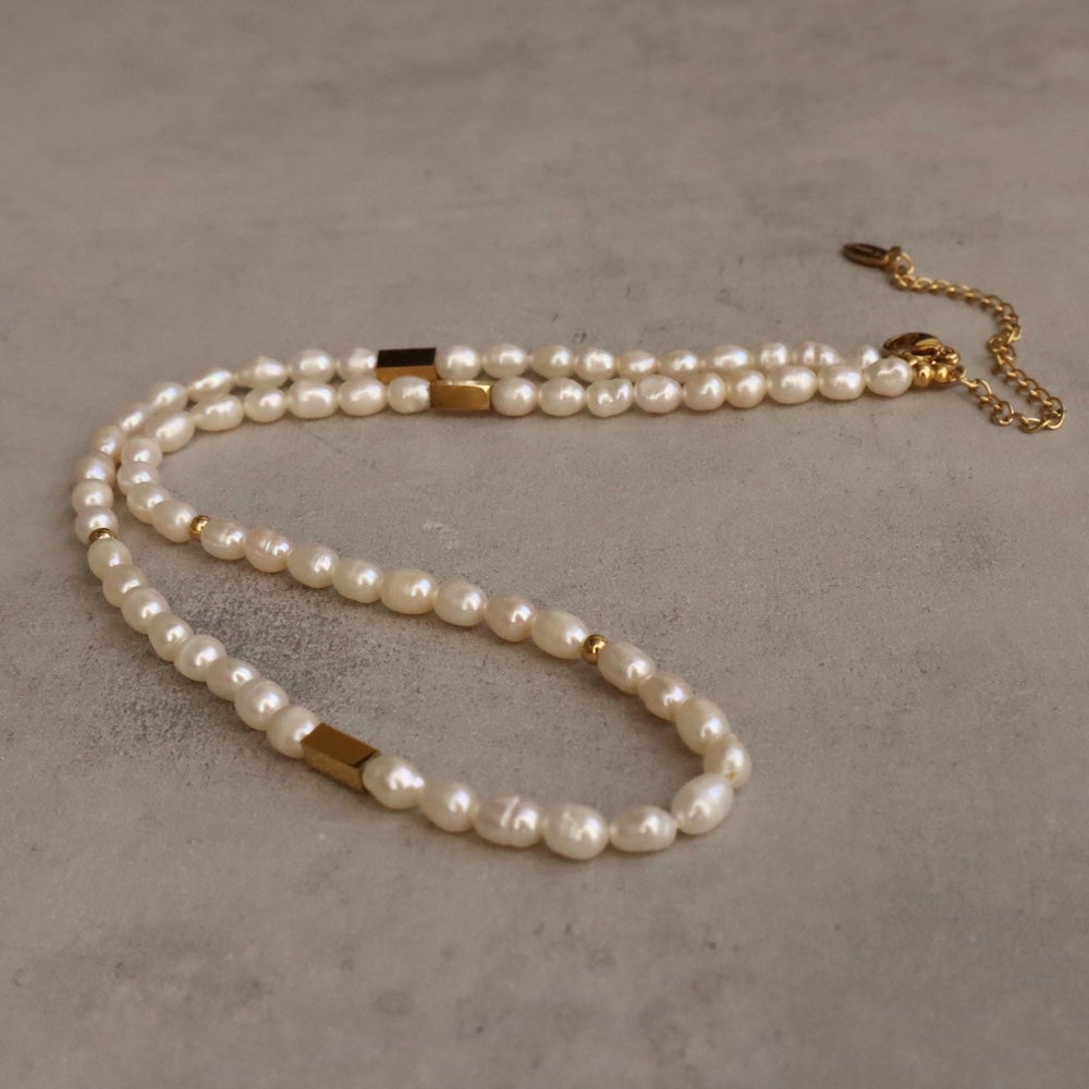 N137 stainless pearl necklace
