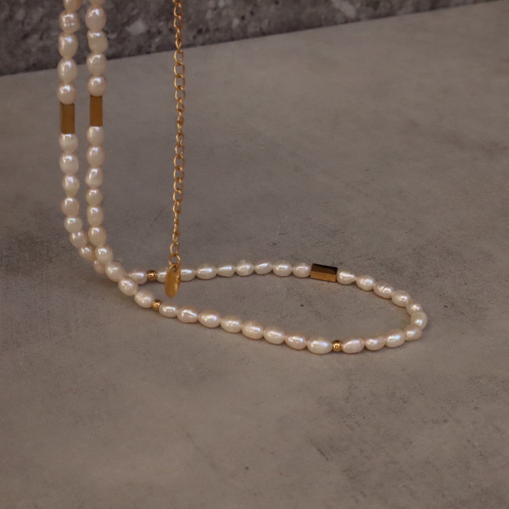 N137 stainless pearl necklace