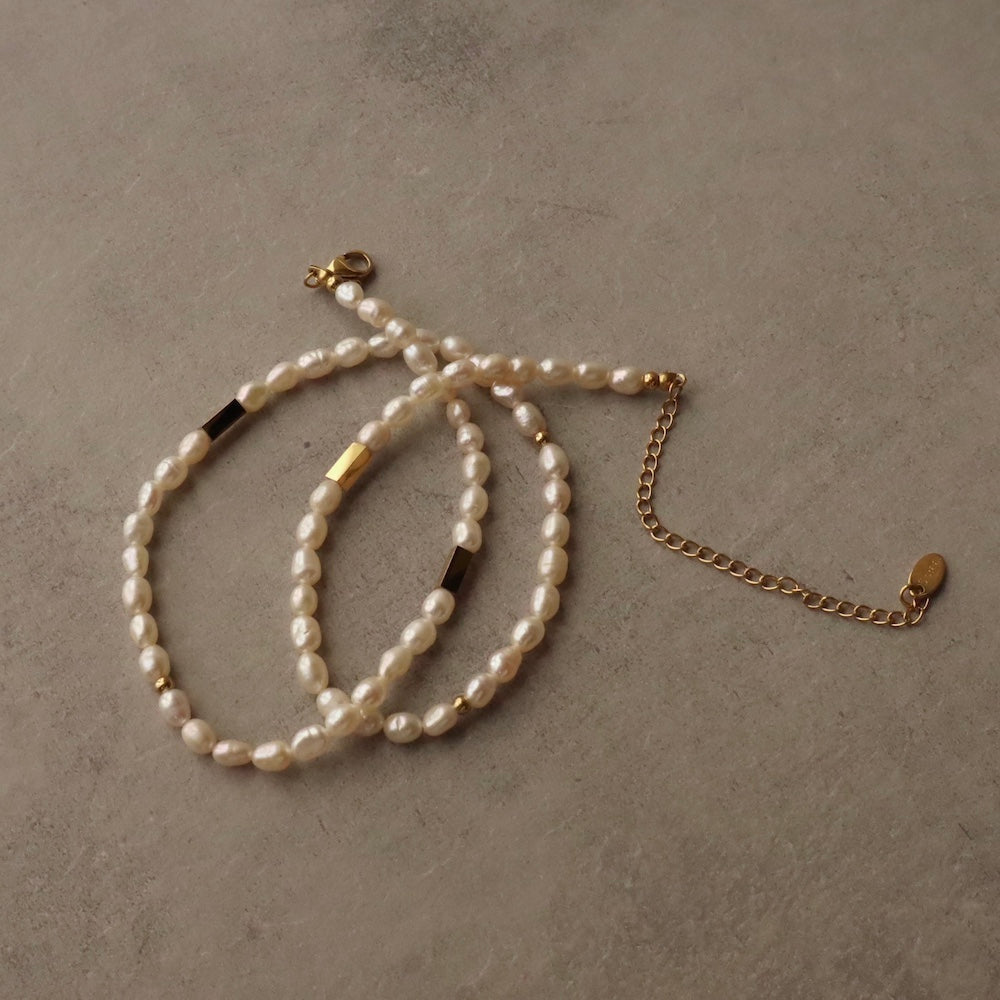 N137 stainless pearl necklace