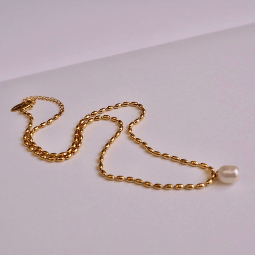 N183 stainless freshwater pearl necklace
