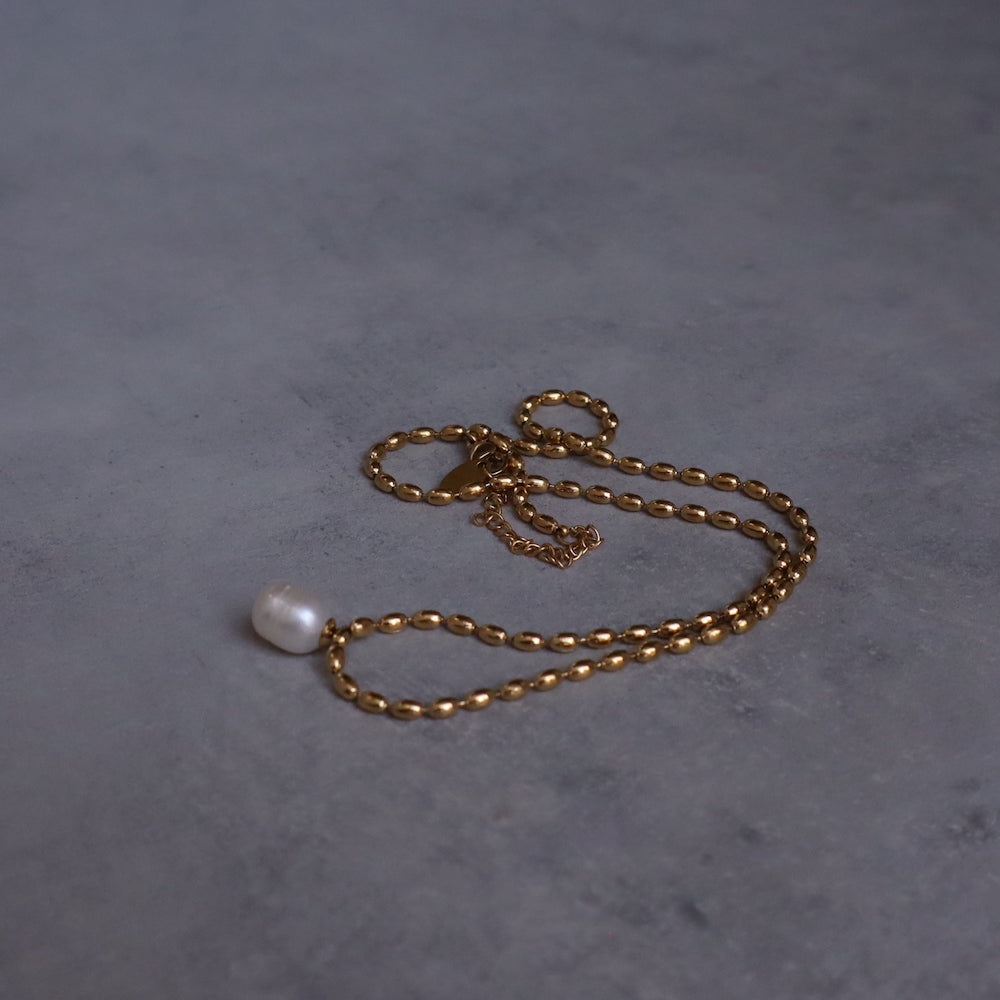 N183 stainless freshwater pearl necklace
