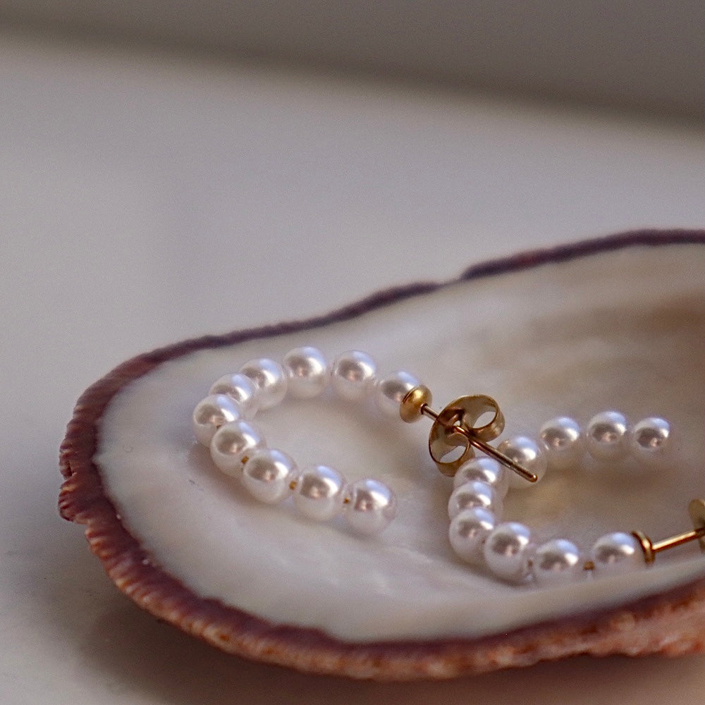 P246 stainless pearl half hoop pierce