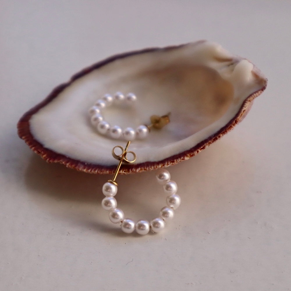 P246 stainless pearl half hoop pierce