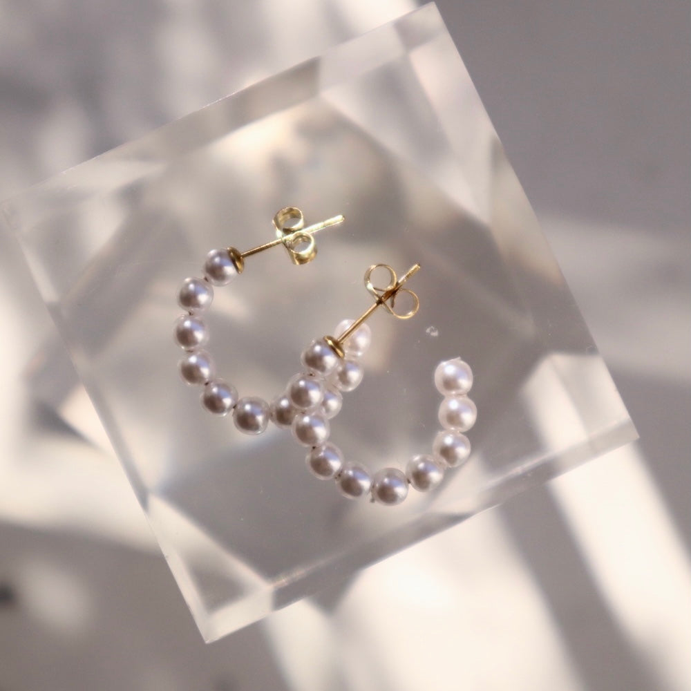 P246 stainless pearl half hoop pierce