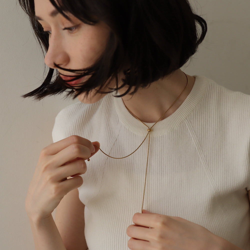 N004 stainless snake chain tie necklace