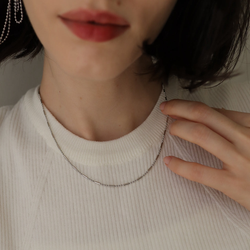 N134 stainless cylinder chain necklace