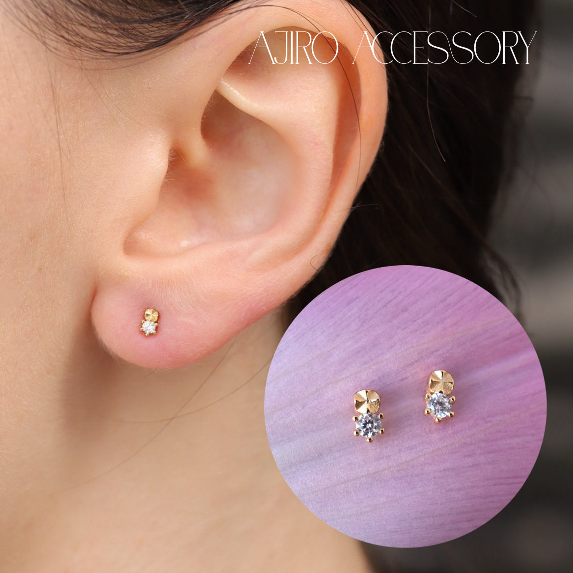 P462 silver925 Single Cubic Zirconia Stud pierce