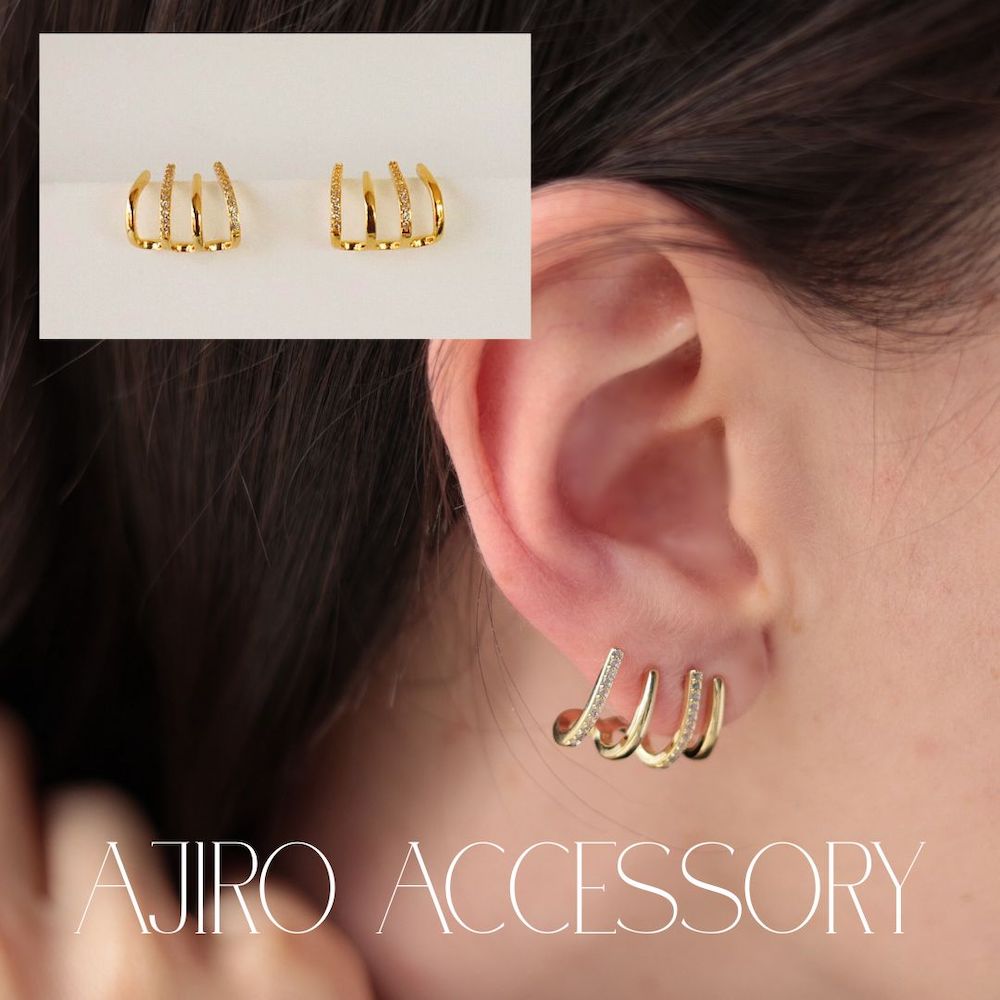 P379 line stone half hoop pierce