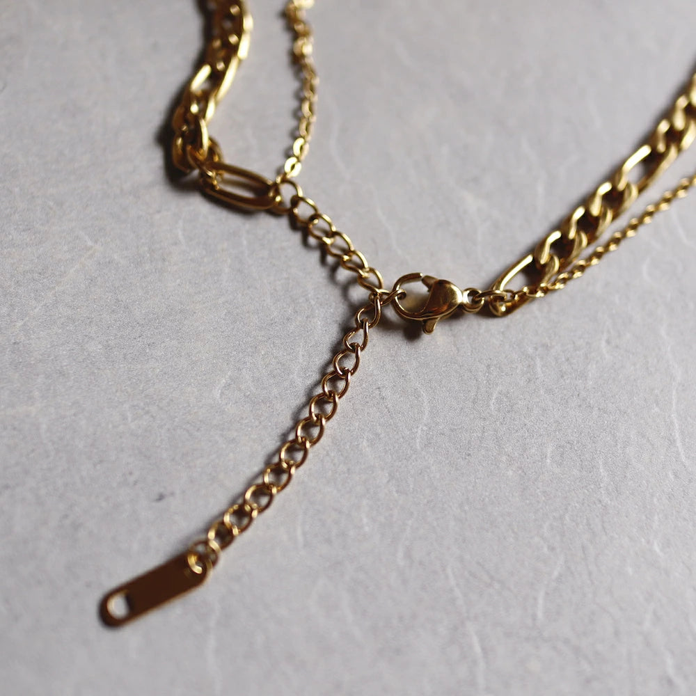 N076 stainless double chain necklace