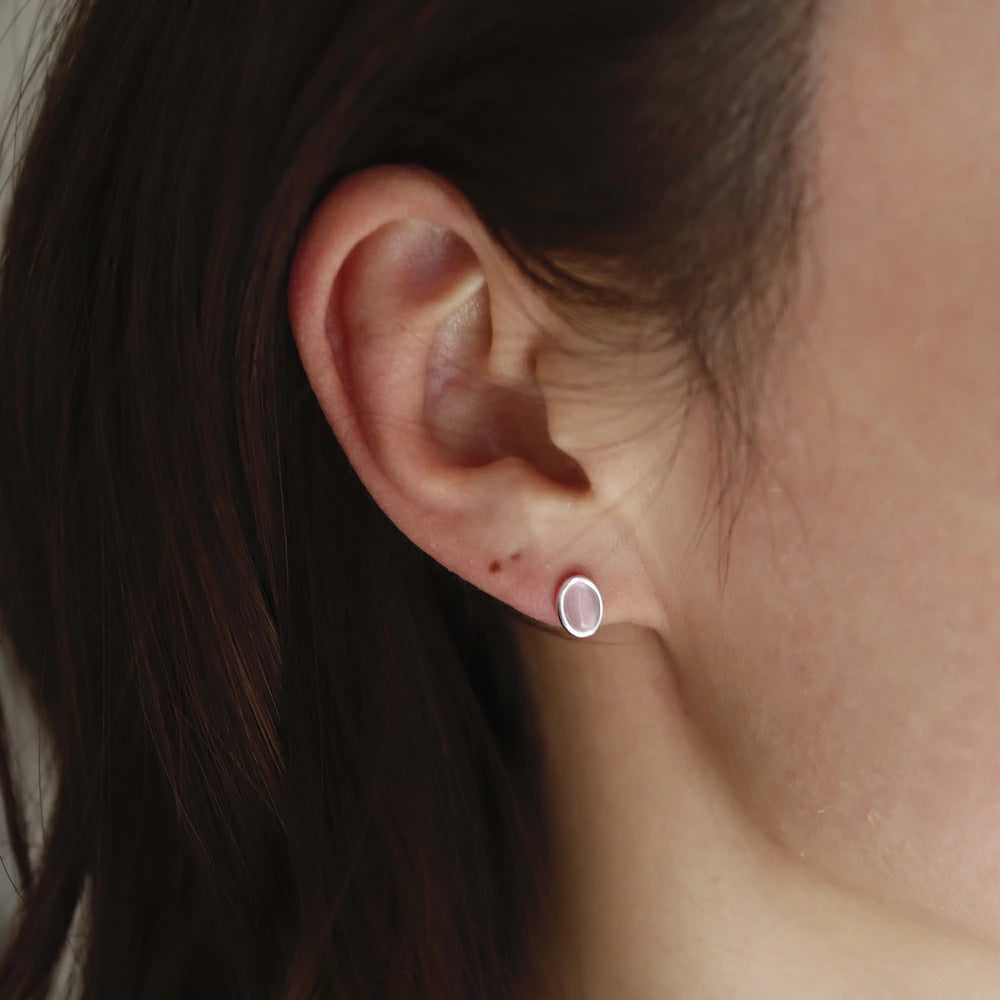 P107  silver925 pink glass minimum pierce