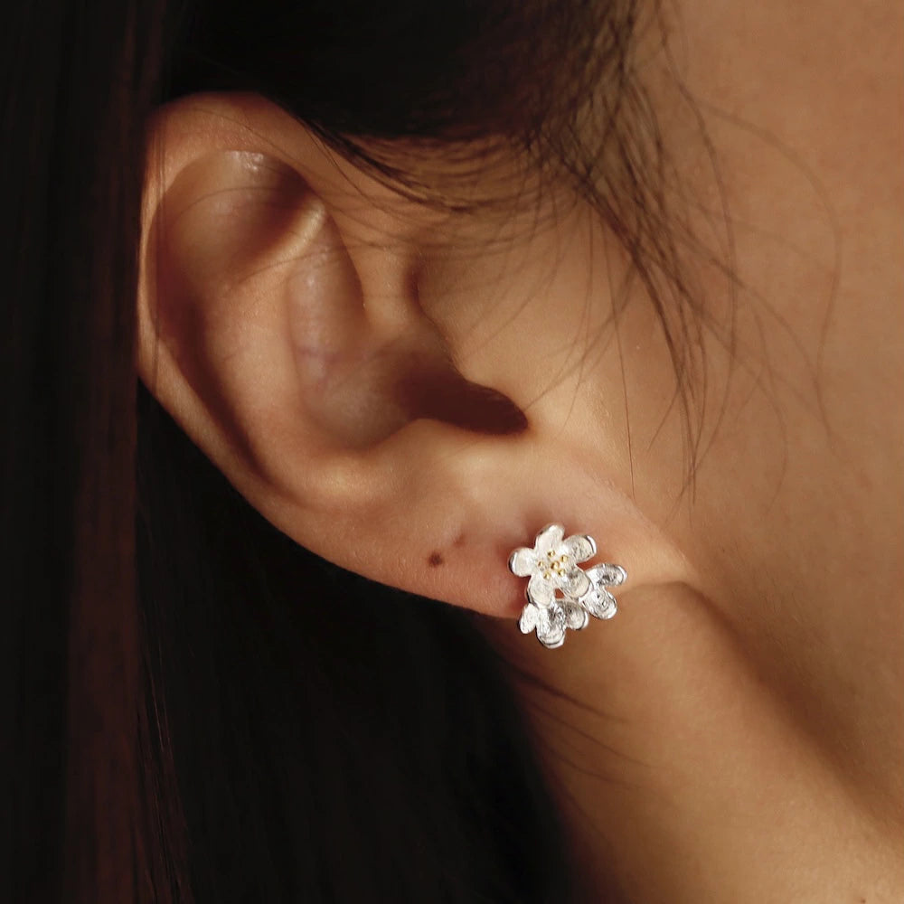 P284  silver925 bicolor flower minimum pierce