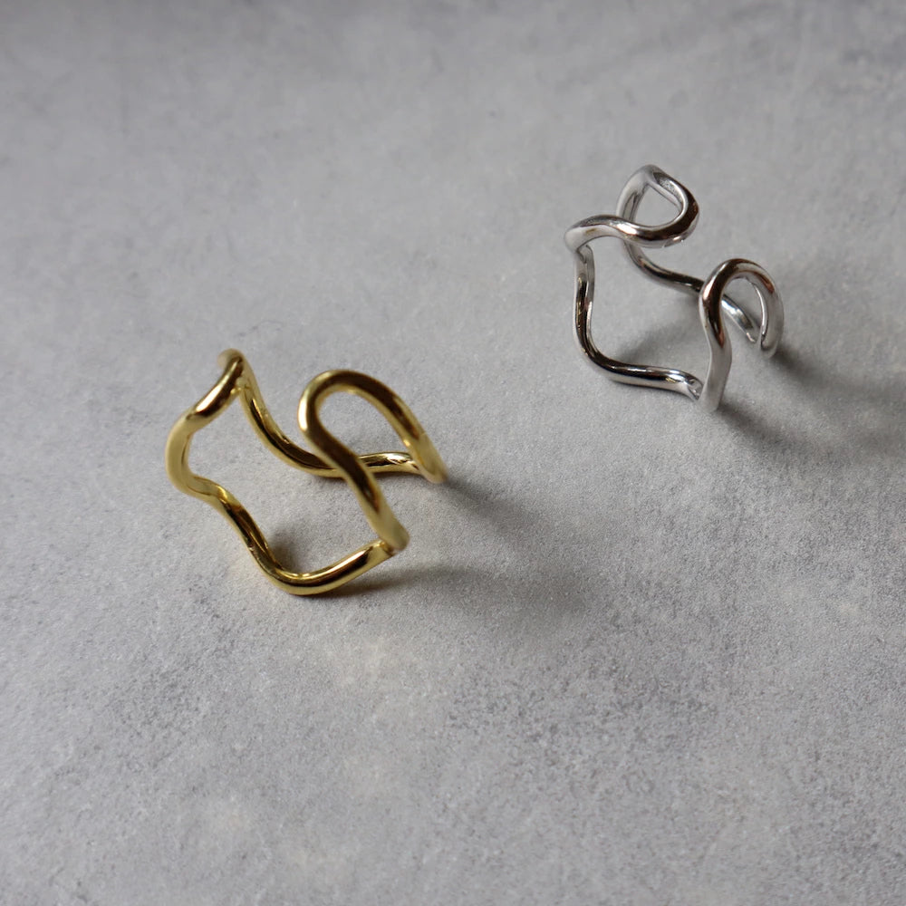 C006 silver925 wave double earcuff ring