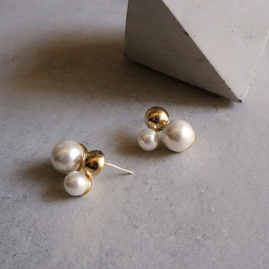 P036  pearl gold ball combination  pierce