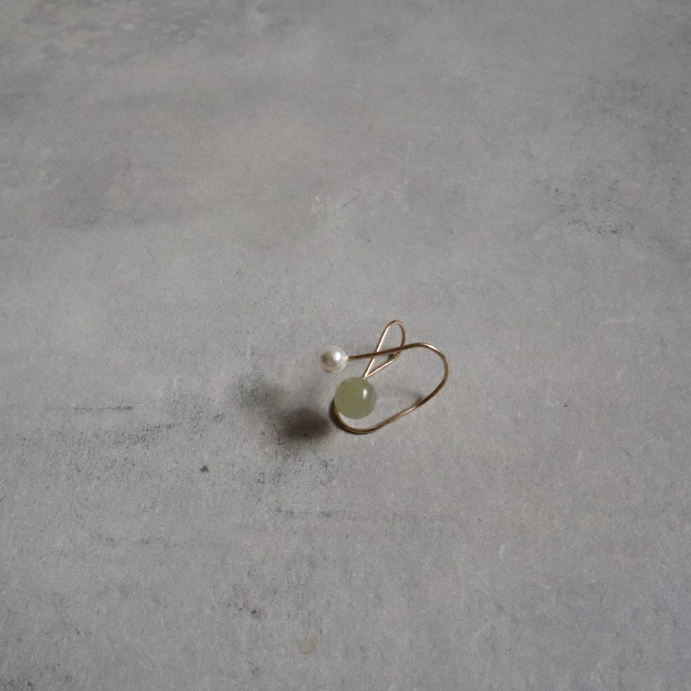 C052 silver925 hetian jade  pearl earcuff