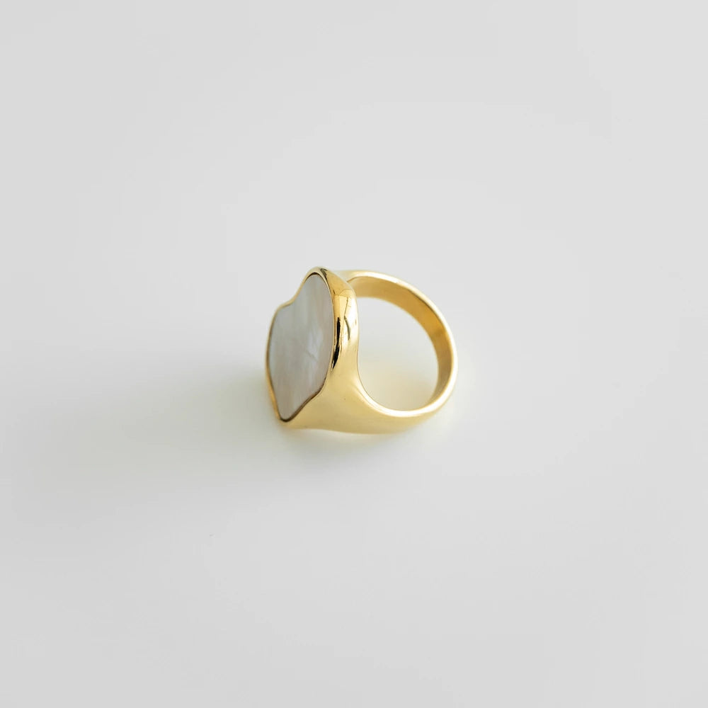 R090  stainless mother of pearl ring