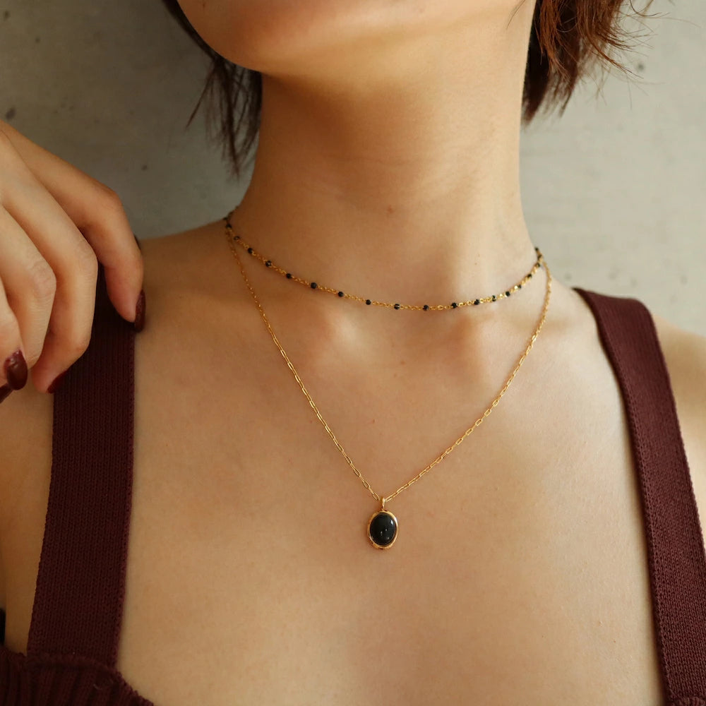 N109 stainless black THUBUTHUBU chain necklace