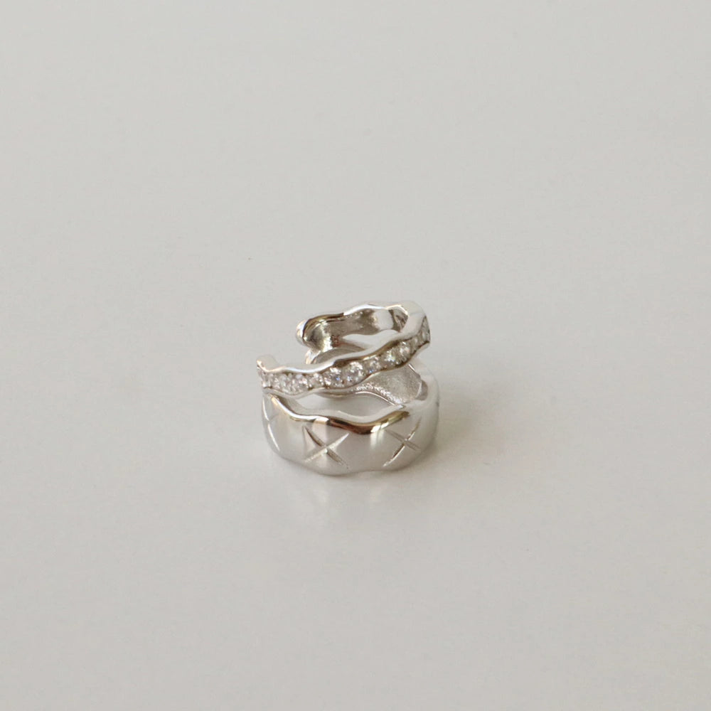 C079 silver925 quilting double earcuff
