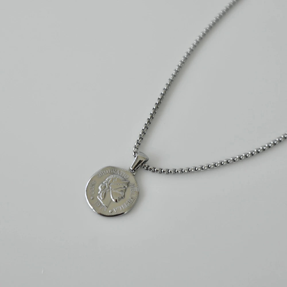 N136 stainless coin pendant